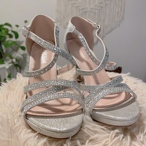 Glittery Silver Prom Heels